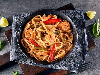 Лапша Удон с кальмаром и креветками, 250 гр.